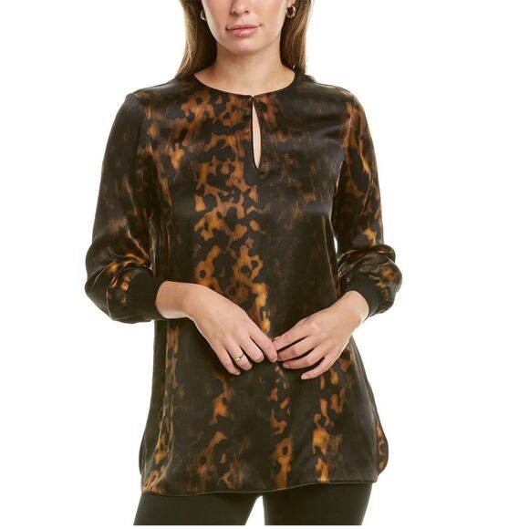 Lafayette 148 New York Kelsey silk animal print blouse size XL - Picture 1 of 7